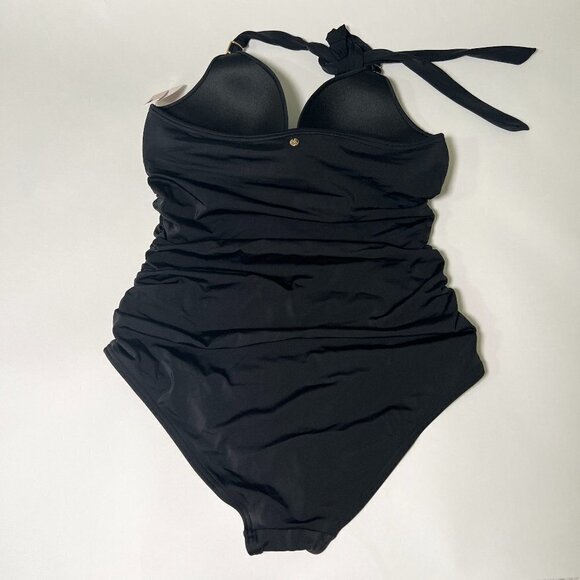 Victoria Secret XL Forever One Piece Swimsuit Bikini Push Up Ruched Black - Picture 5 of 7